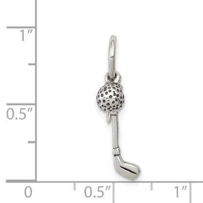Sterling Silver Antiqued Golfer's Charm