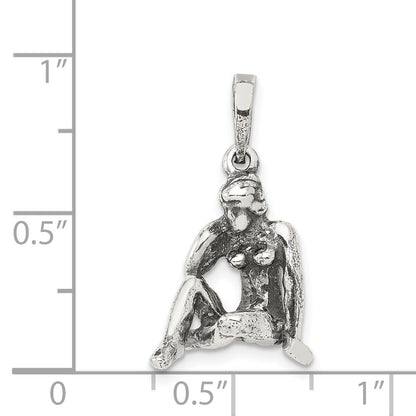 Sterling Silver Antiqued Virgo Zodiac Pendant