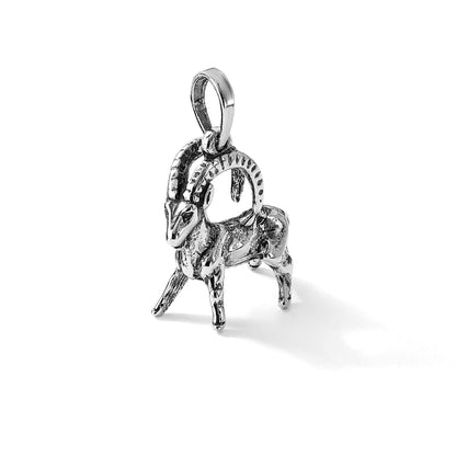 Sterling Silver Antiqued Capricorn Zodiac Pendant