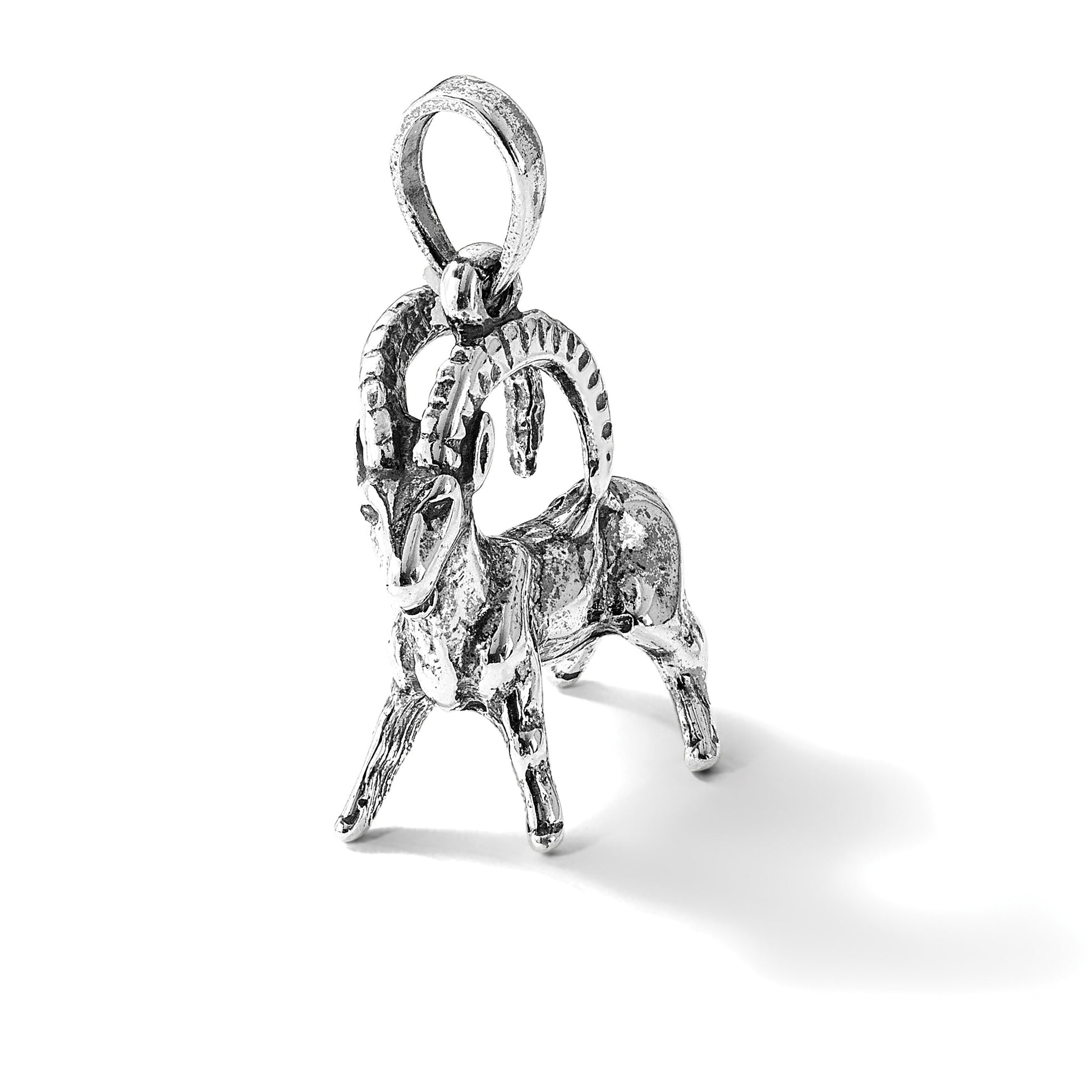 Sterling Silver Antiqued Capricorn Zodiac Pendant