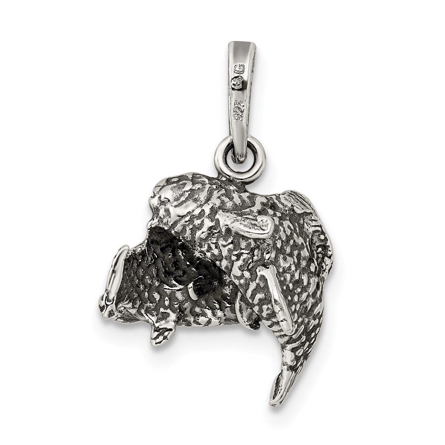 Sterling Silver Antiqued Pisces Zodiac Pendant