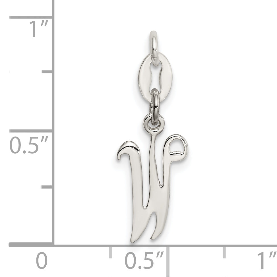 Sterling Silver Letter W Initial Charm