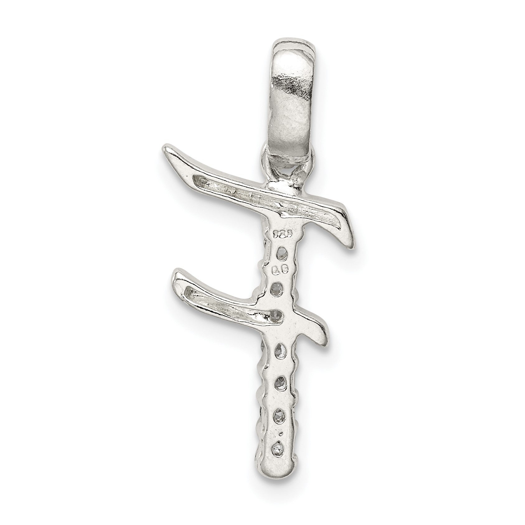 Sterling Silver CZ Letter F Initial Pendant