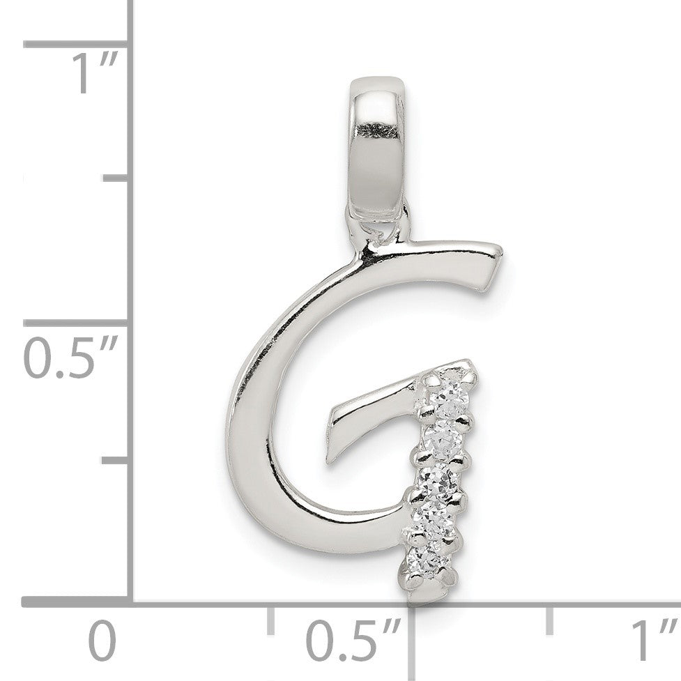 Sterling Silver CZ Letter G Initial Pendant