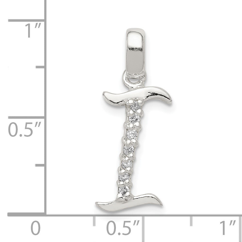 Sterling Silver CZ Letter I Initial Pendant