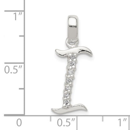 Sterling Silver CZ Letter I Initial Pendant
