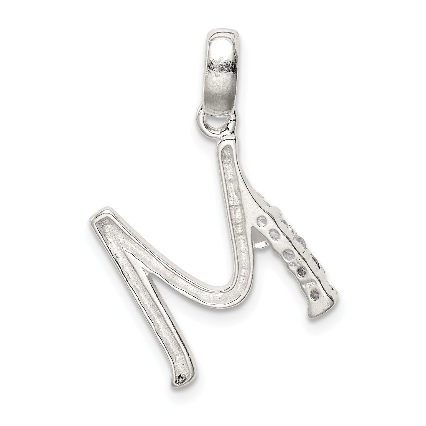 Sterling Silver CZ Letter M Initial Pendant