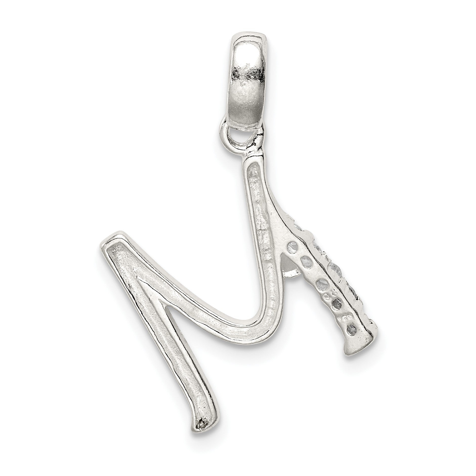 Sterling Silver CZ Letter M Initial Pendant