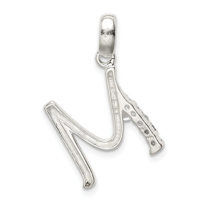 Sterling Silver CZ Letter M Initial Pendant