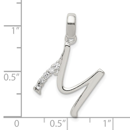 Sterling Silver CZ Letter M Initial Pendant