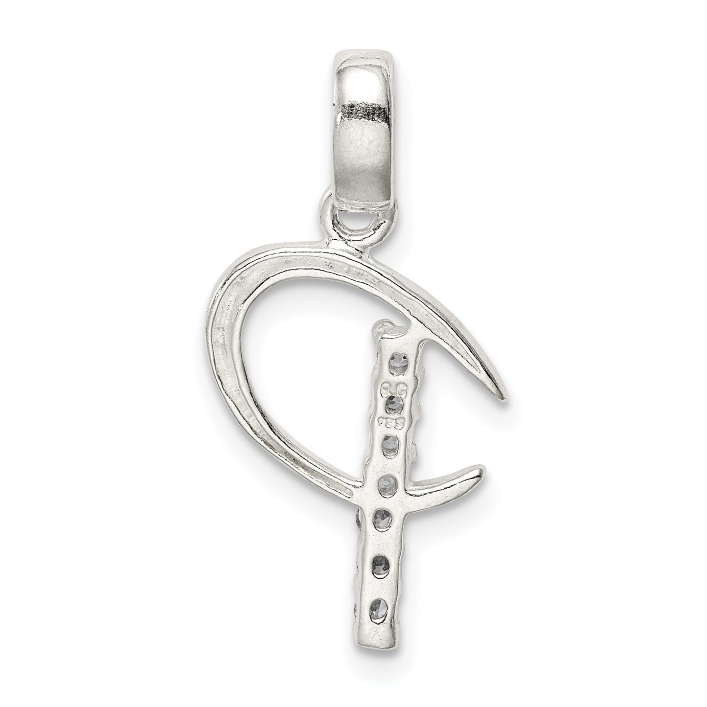 Sterling Silver CZ Letter P Initial Pendant