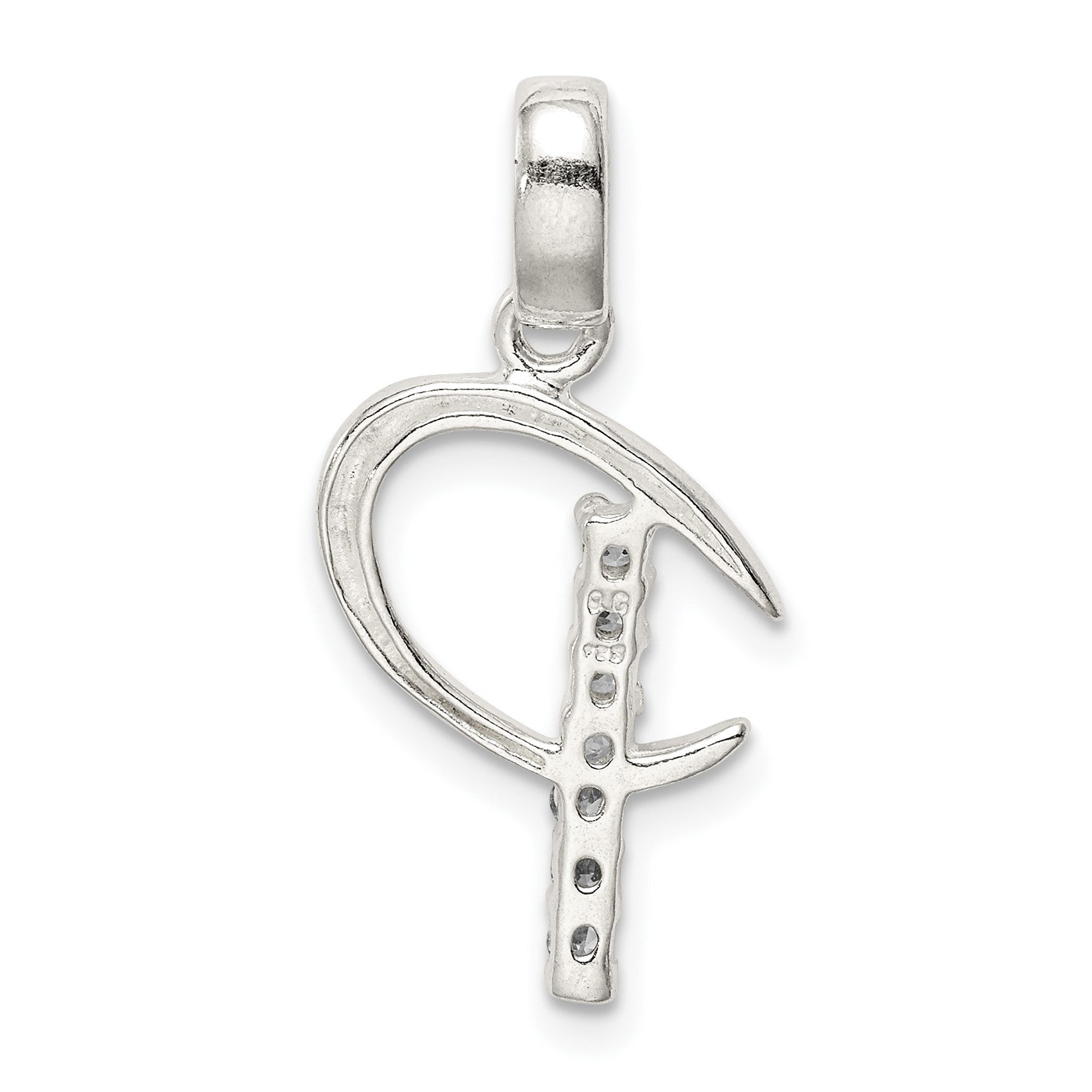 Sterling Silver CZ Letter P Initial Pendant