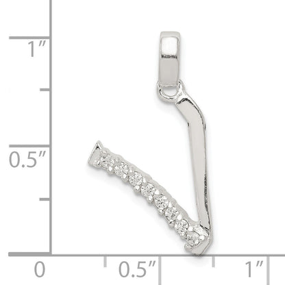Sterling Silver CZ Letter V Initial Pendant