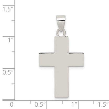 Sterling Silver Rhodium-plated Polished Lords Prayer Cross Pendant