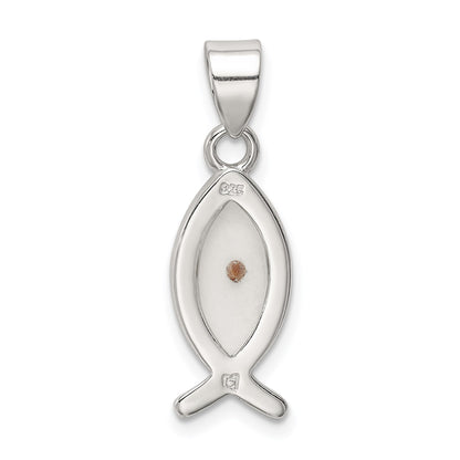 Sterling Silver Rhod-pltd Enameled Mustard Seed Ichthus Fish Pendant