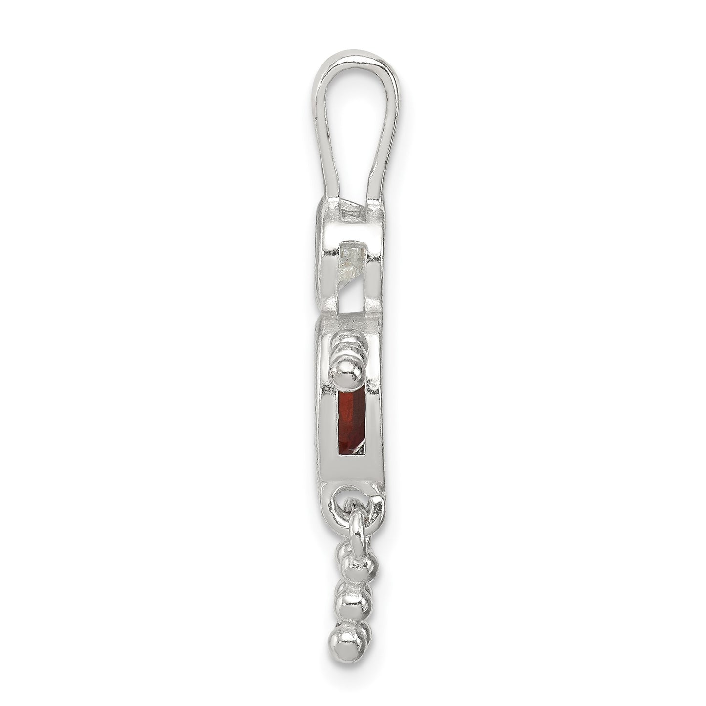 Sterling Silver Rhodium-plated CZ & January Glass Boy Pendant