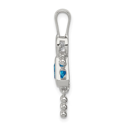 Sterling Silver Rhodium-plated CZ & December Glass Girl Pendant