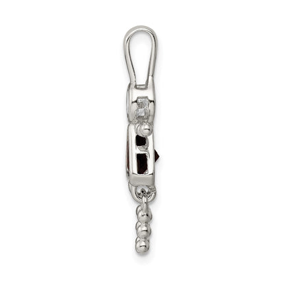 Sterling Silver Rhodium-plated CZ & January Glass Girl Pendant