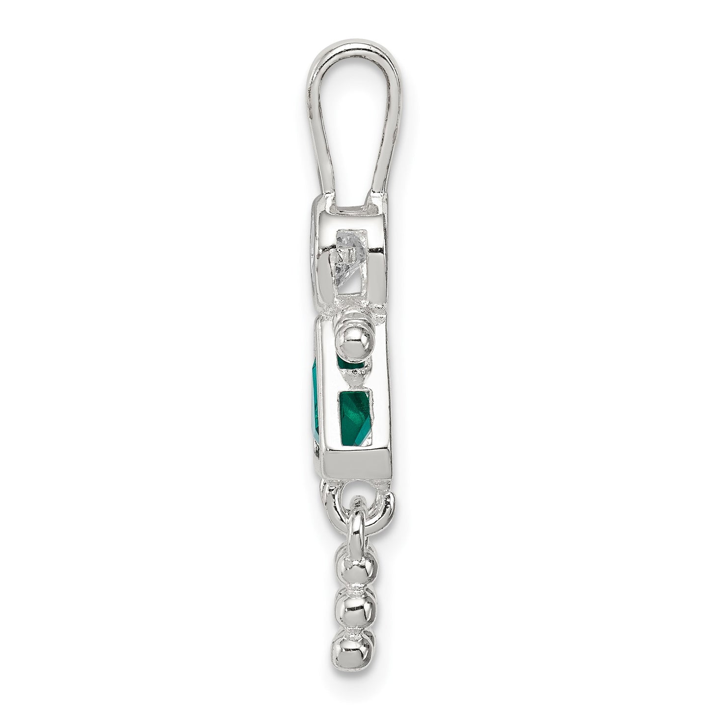 Sterling Silver Rhodium-plated CZ & May Glass Girl Pendant