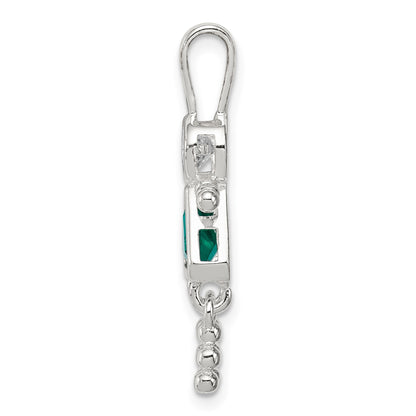 Sterling Silver Rhodium-plated CZ & May Glass Girl Pendant