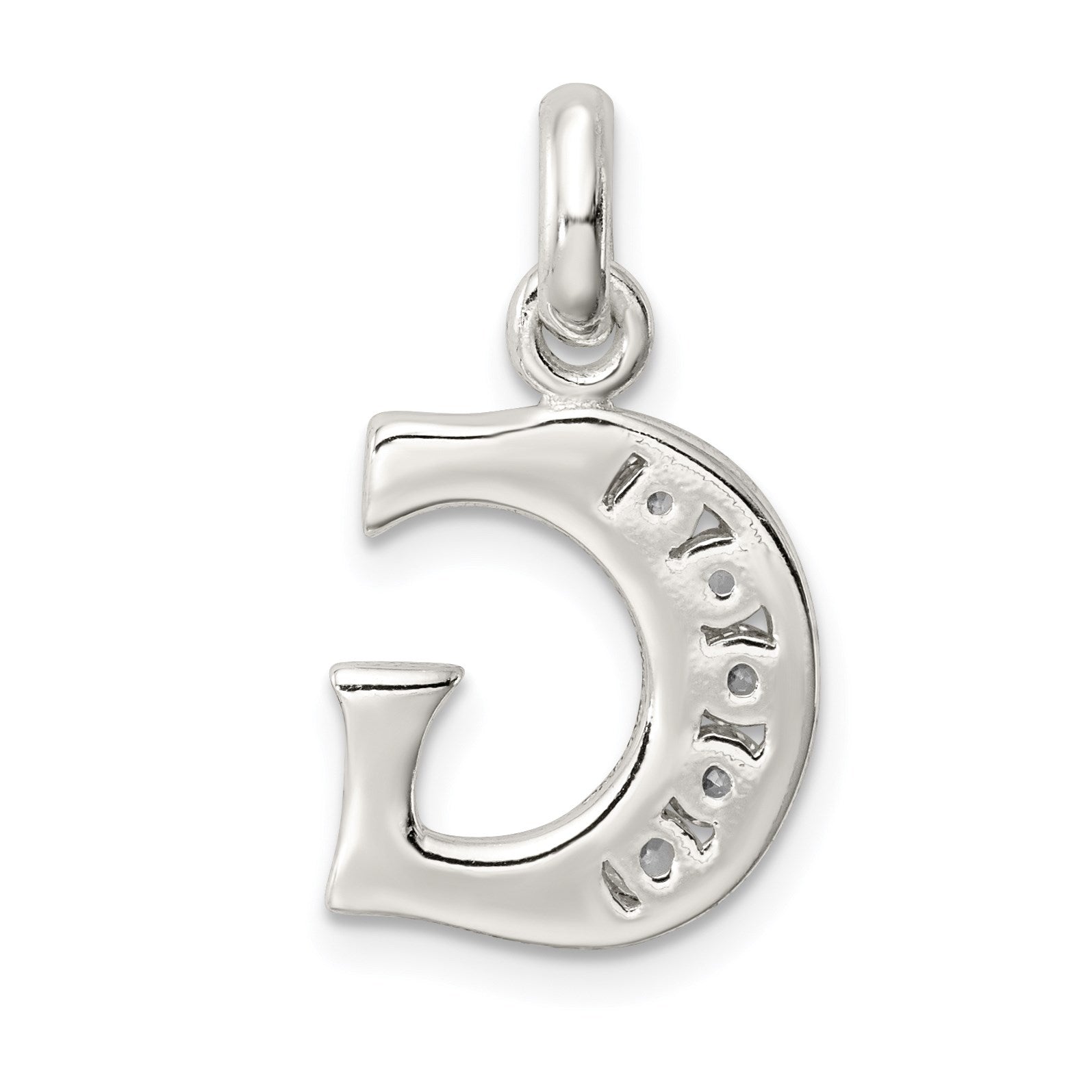 Sterling Silver White CZ Letter G Initial Pendant