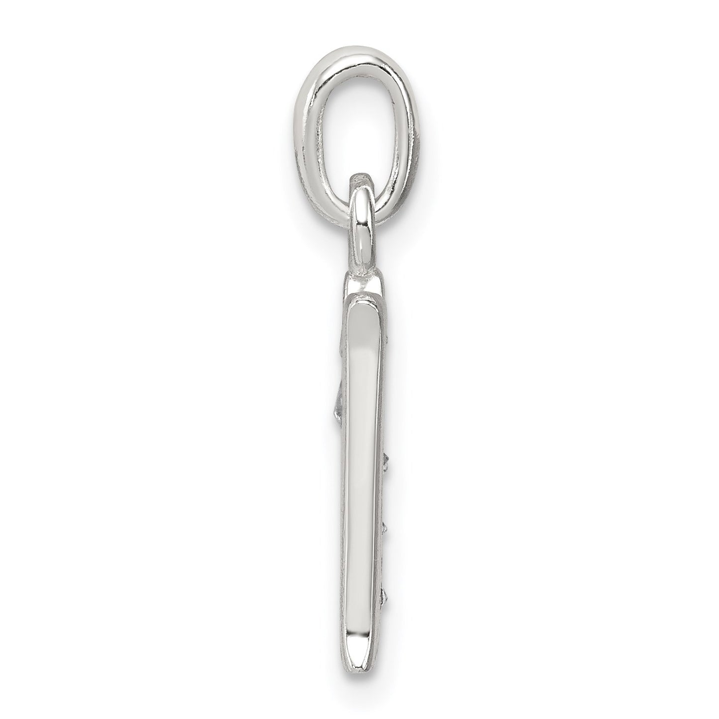 Sterling Silver White CZ Letter N Initial Pendant