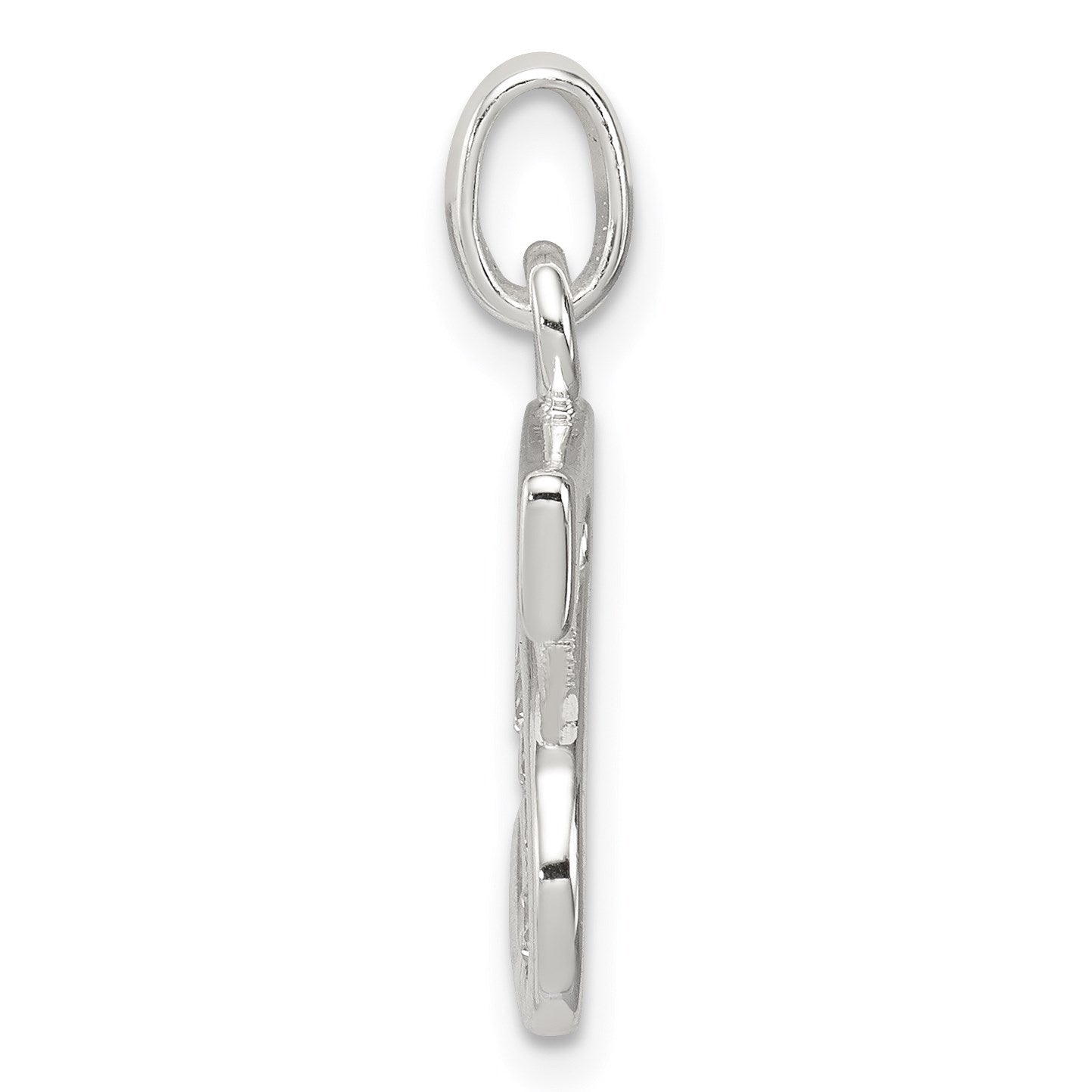 Sterling Silver White CZ Letter S Initial Pendant