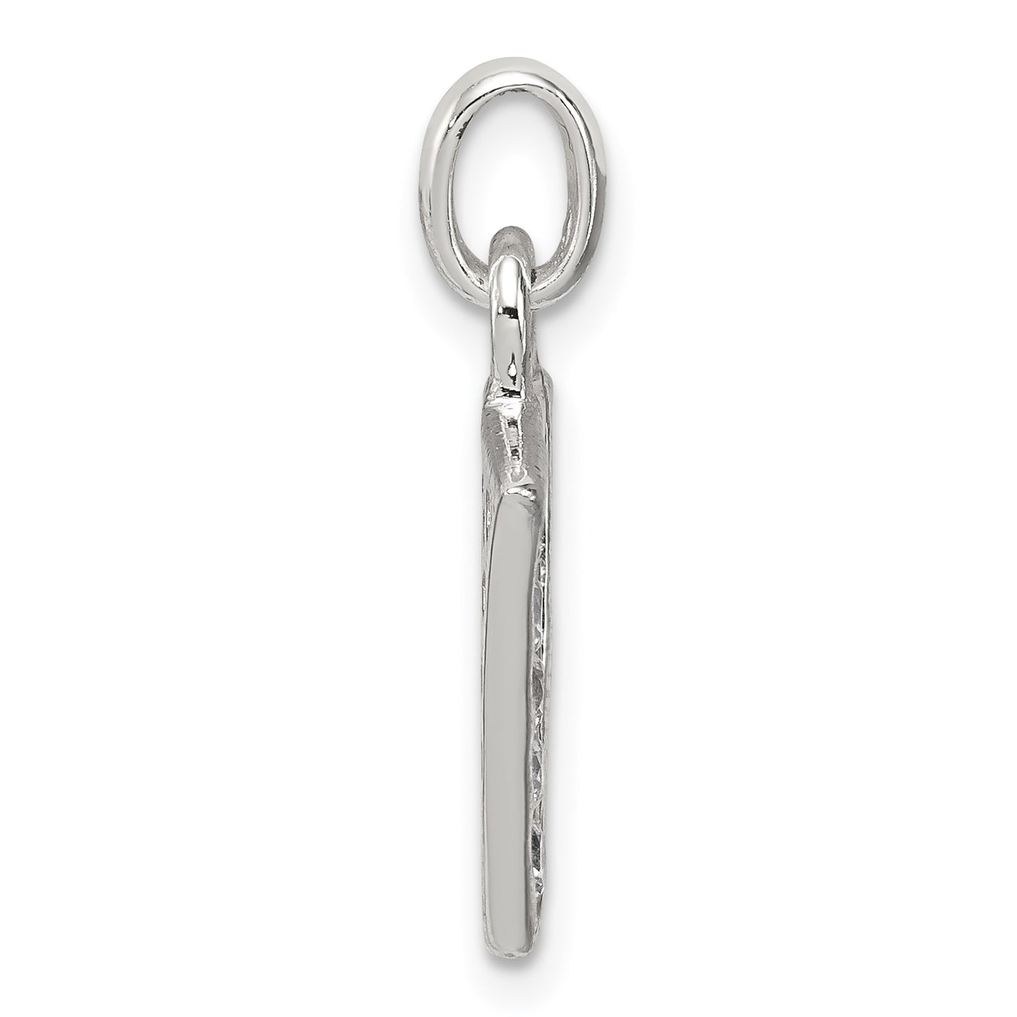 Sterling Silver White CZ Letter V Initial Pendant