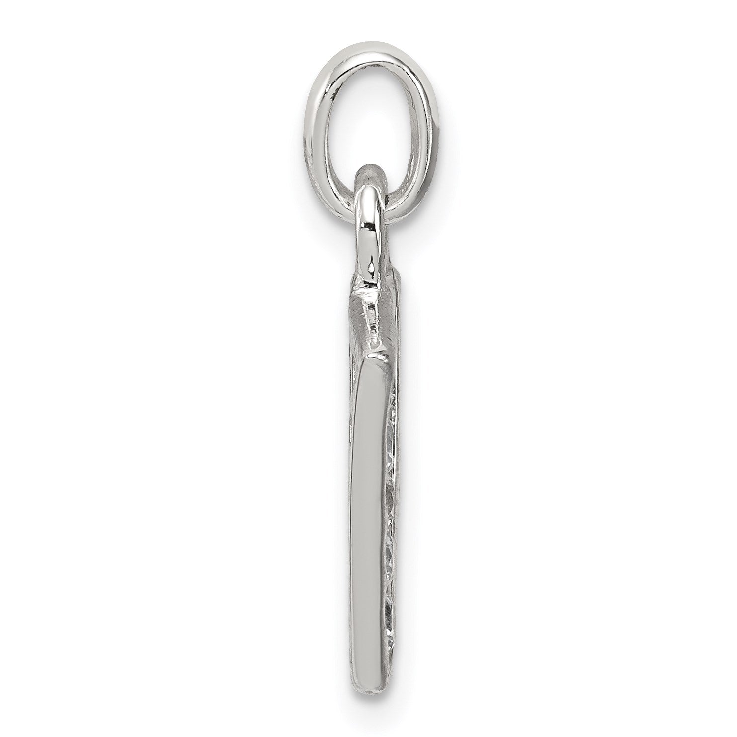 Sterling Silver White CZ Letter V Initial Pendant