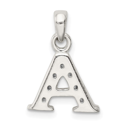 Sterling Silver CZ Letter A Initial Pendant