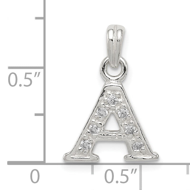 Sterling Silver CZ Letter A Initial Pendant