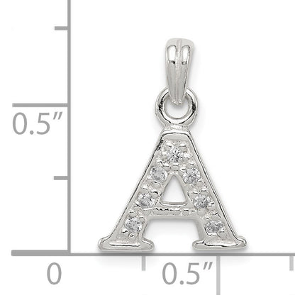 Sterling Silver CZ Letter A Initial Pendant