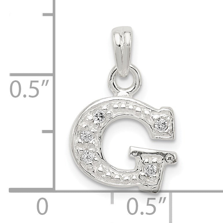 Sterling Silver CZ Letter G Initial Pendant