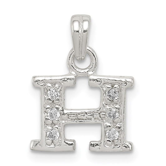 Sterling Silver CZ Letter H Initial Pendant
