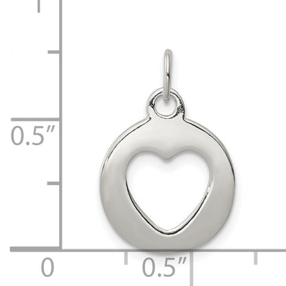 Sterling Silver Polished Circle with Punch Out Heart Charm