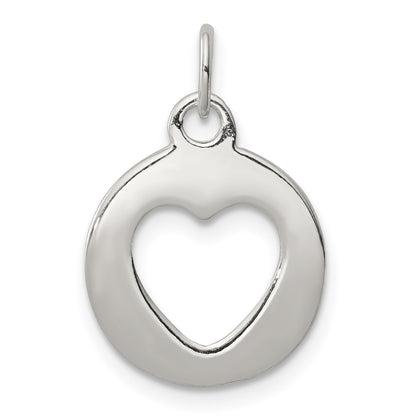 Sterling Silver Polished Circle with Punch Out Heart Charm