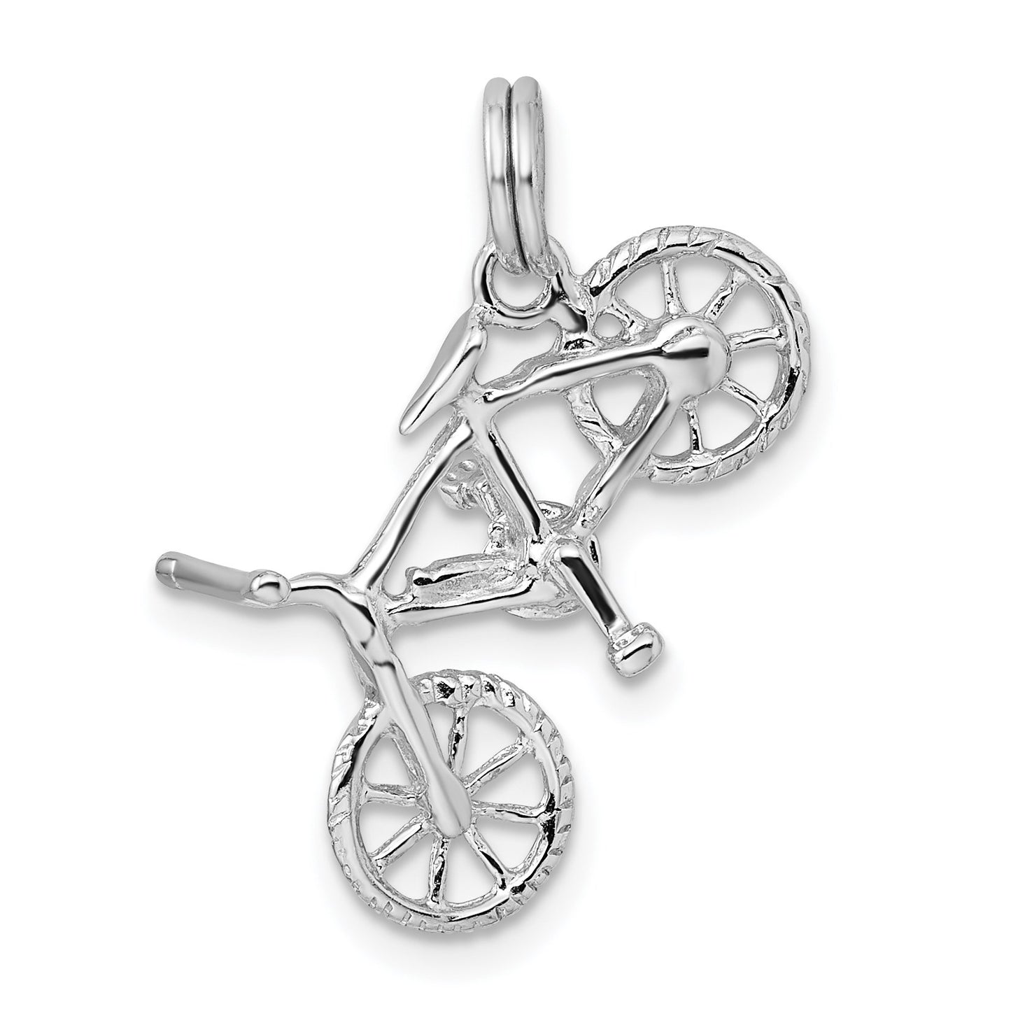 Sterling Silver Rhodium-platedPolished Bicycle Charm