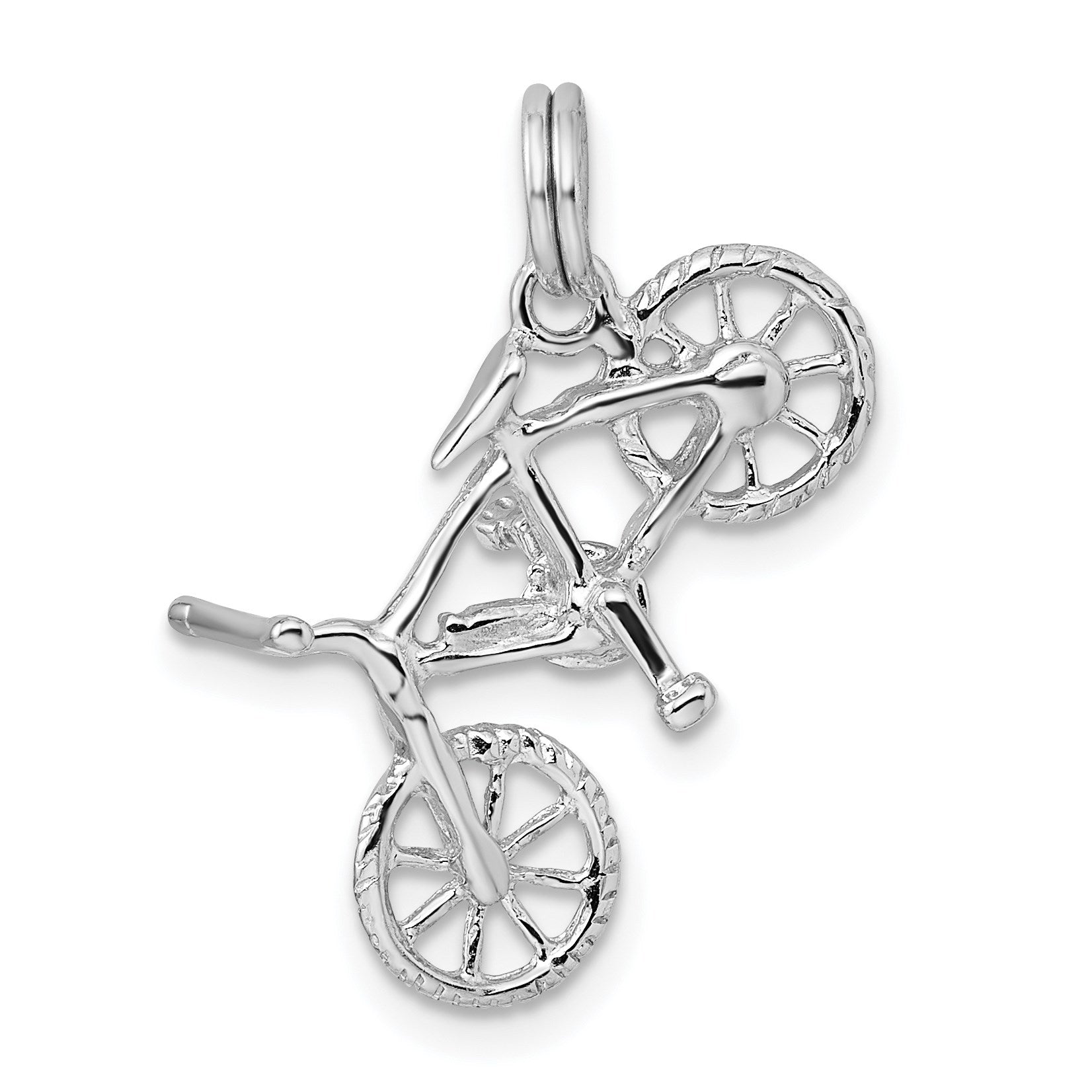 Sterling Silver Rhodium-platedPolished Bicycle Charm