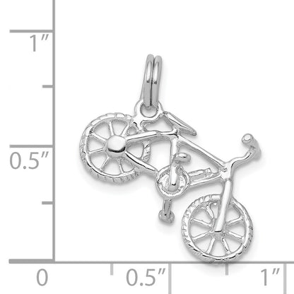 Sterling Silver Rhodium-platedPolished Bicycle Charm