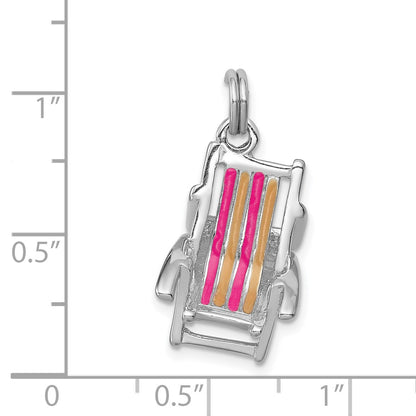 Sterling Silver Rhodium-platedEnamel Beach Chair Charm