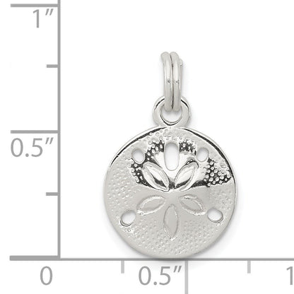 Sterling Silver Rhodium-plated Polished Sand Dollar Charm