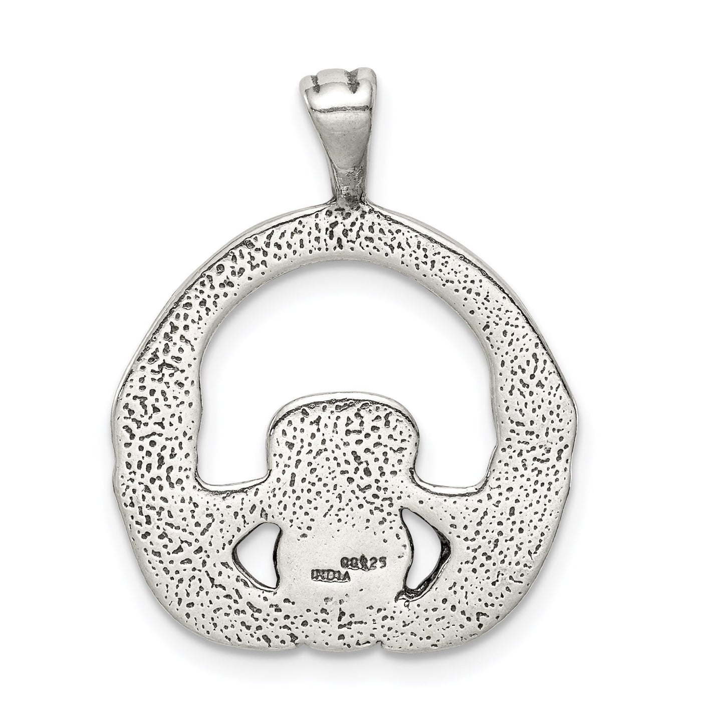 Sterling Silver Antiqued Claddagh Pendant