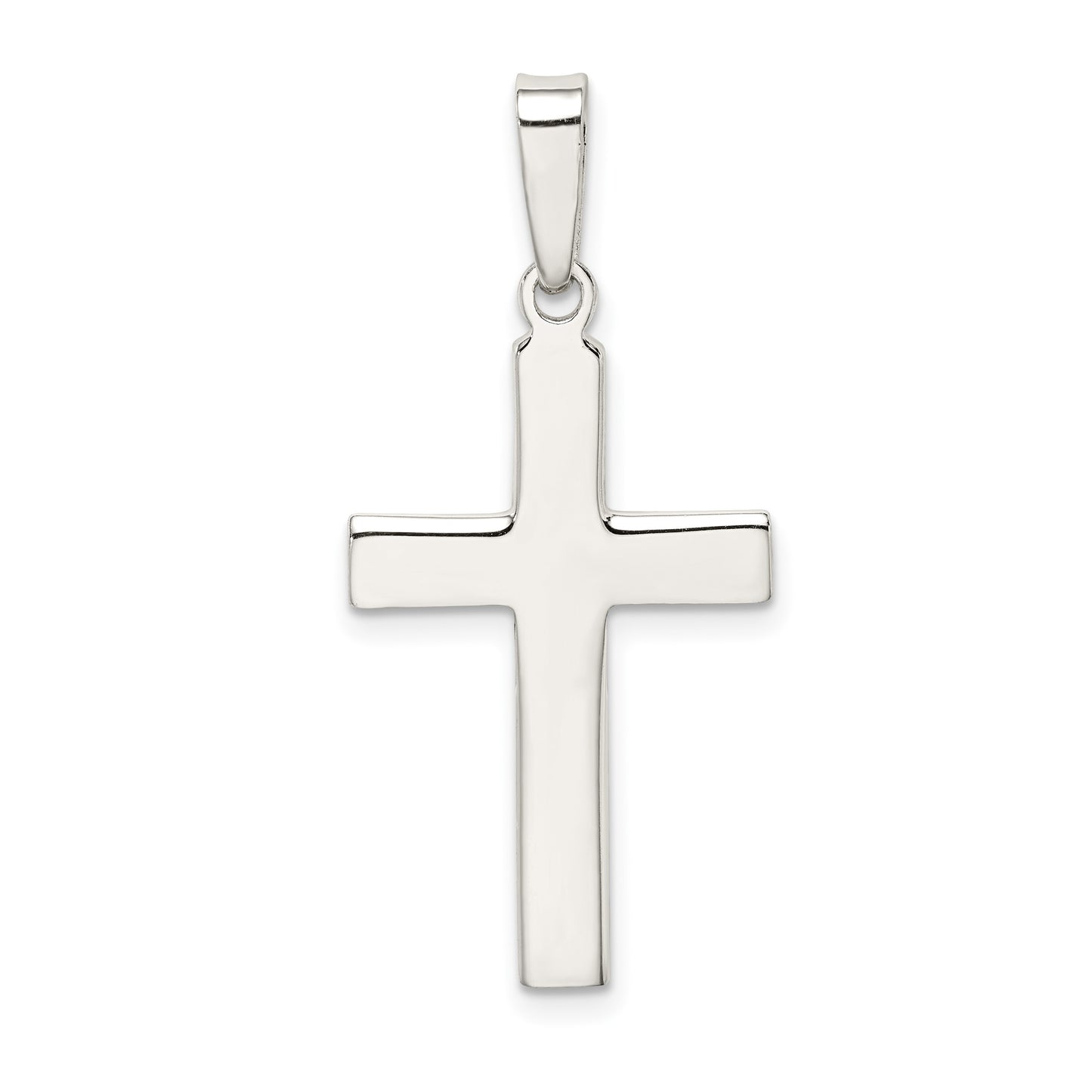 Sterling Silver Polished and Matte Finish Cross Pendant