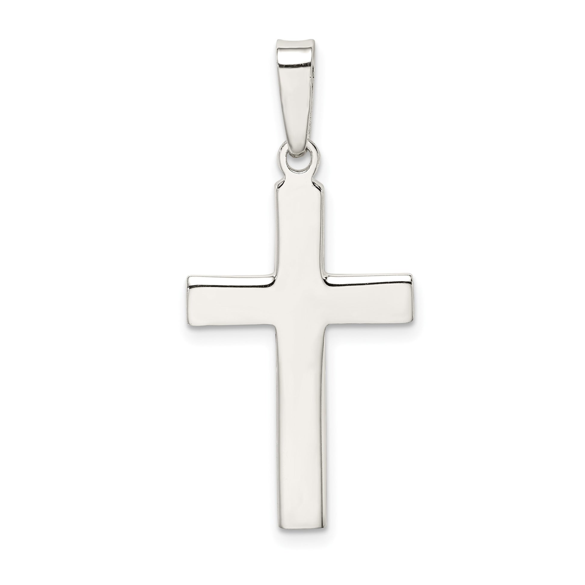 Sterling Silver Polished and Matte Finish Cross Pendant