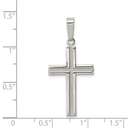 Sterling Silver Polished and Matte Finish Cross Pendant