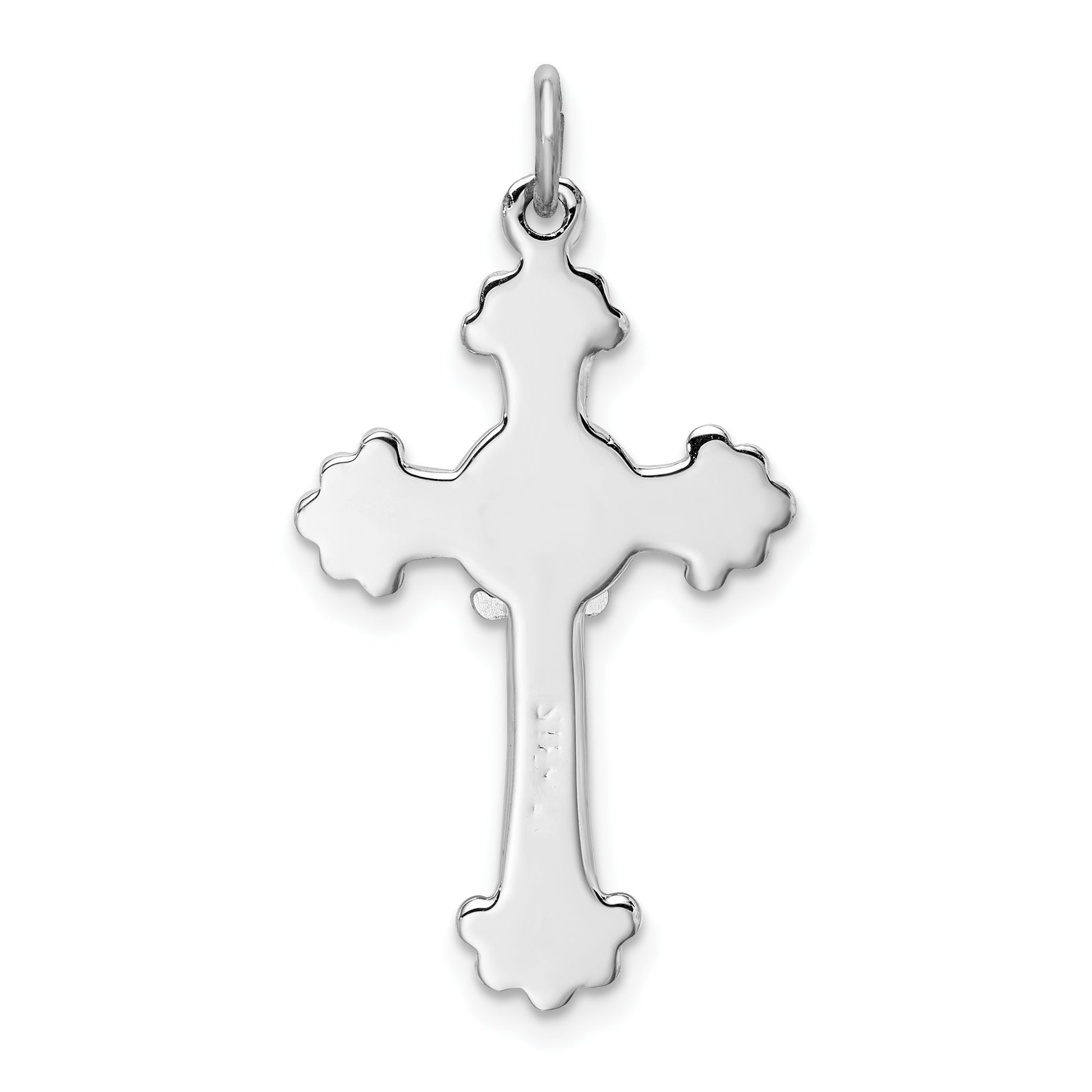 Sterling Silver Platinum-plated & Gold-plated Cross & Fleur de lis Pendant