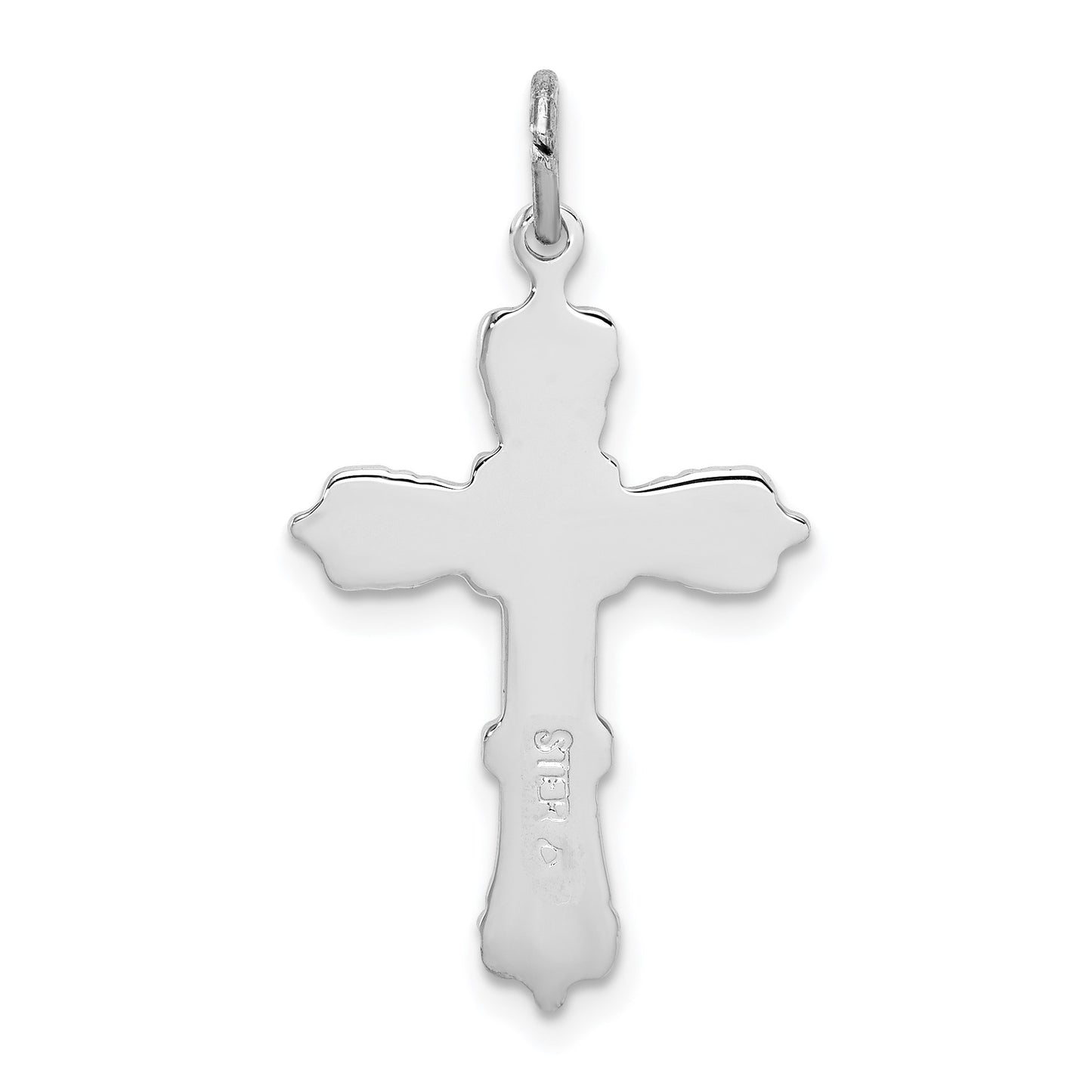 Sterling Silver Platinum-plated with Black Epoxy Cross Pendant