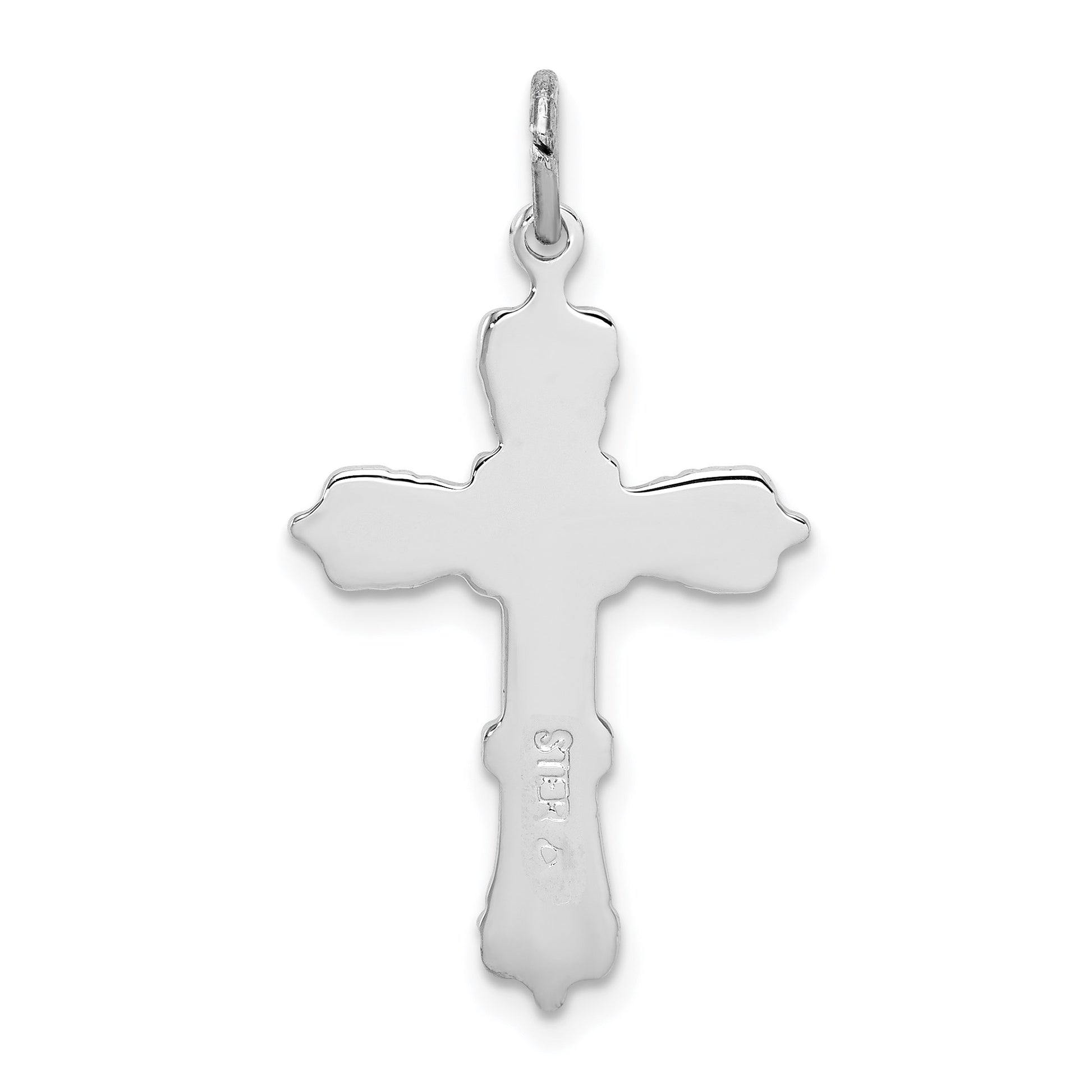 Sterling Silver Platinum-plated with Black Epoxy Cross Pendant