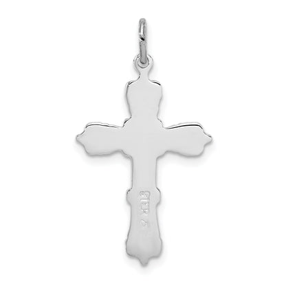 Sterling Silver Platinum-plated with Black Epoxy Cross Pendant