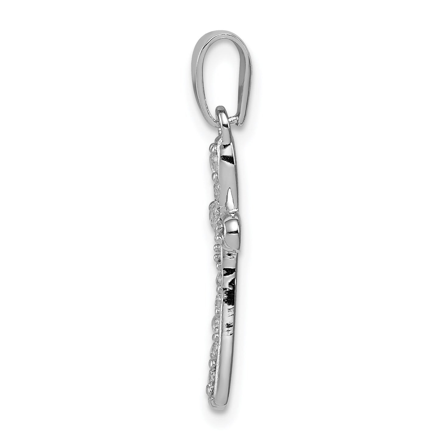 Sterling Silver Rhodium Plated CZ Cross Pendant